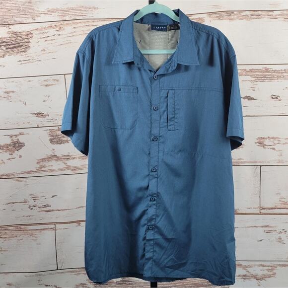 Iceburg Outerwear Men's Button Down Short Sleeve Active Shirt Blue Size XL - Picture 1 of 7